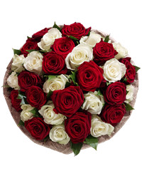 букет из красных и белых роз